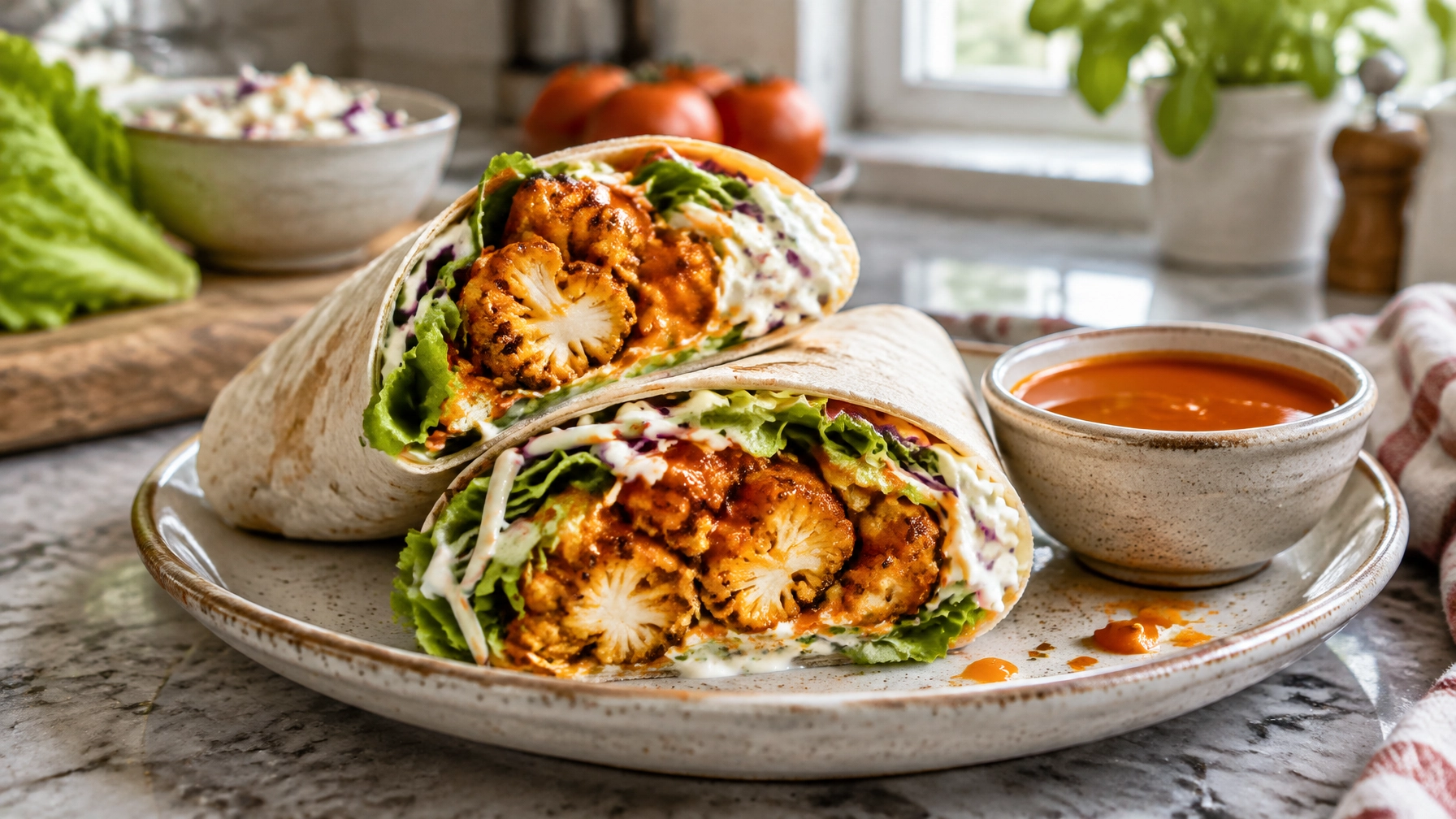 15-Minute Buffalo Cauliflower Wraps