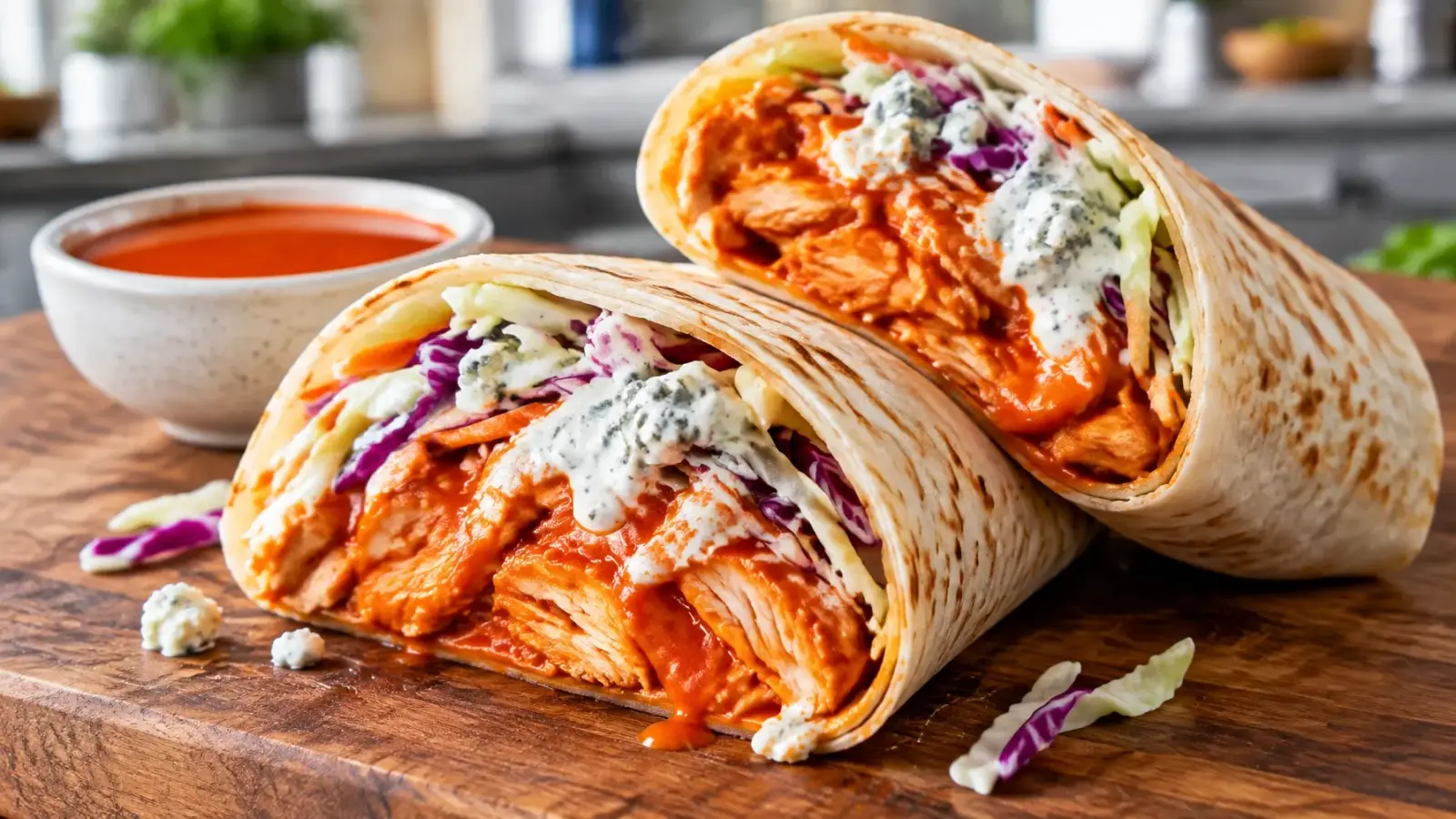 15-Minute Buffalo Chicken Wraps