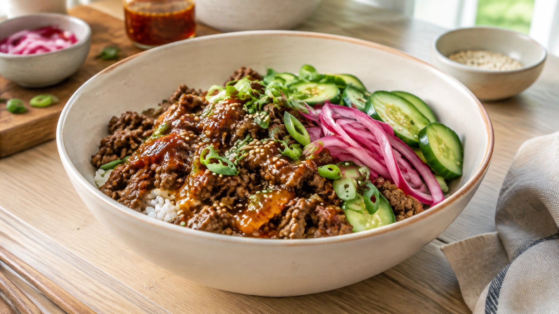 15-Minute Hot Honey Ground Beef Bowls