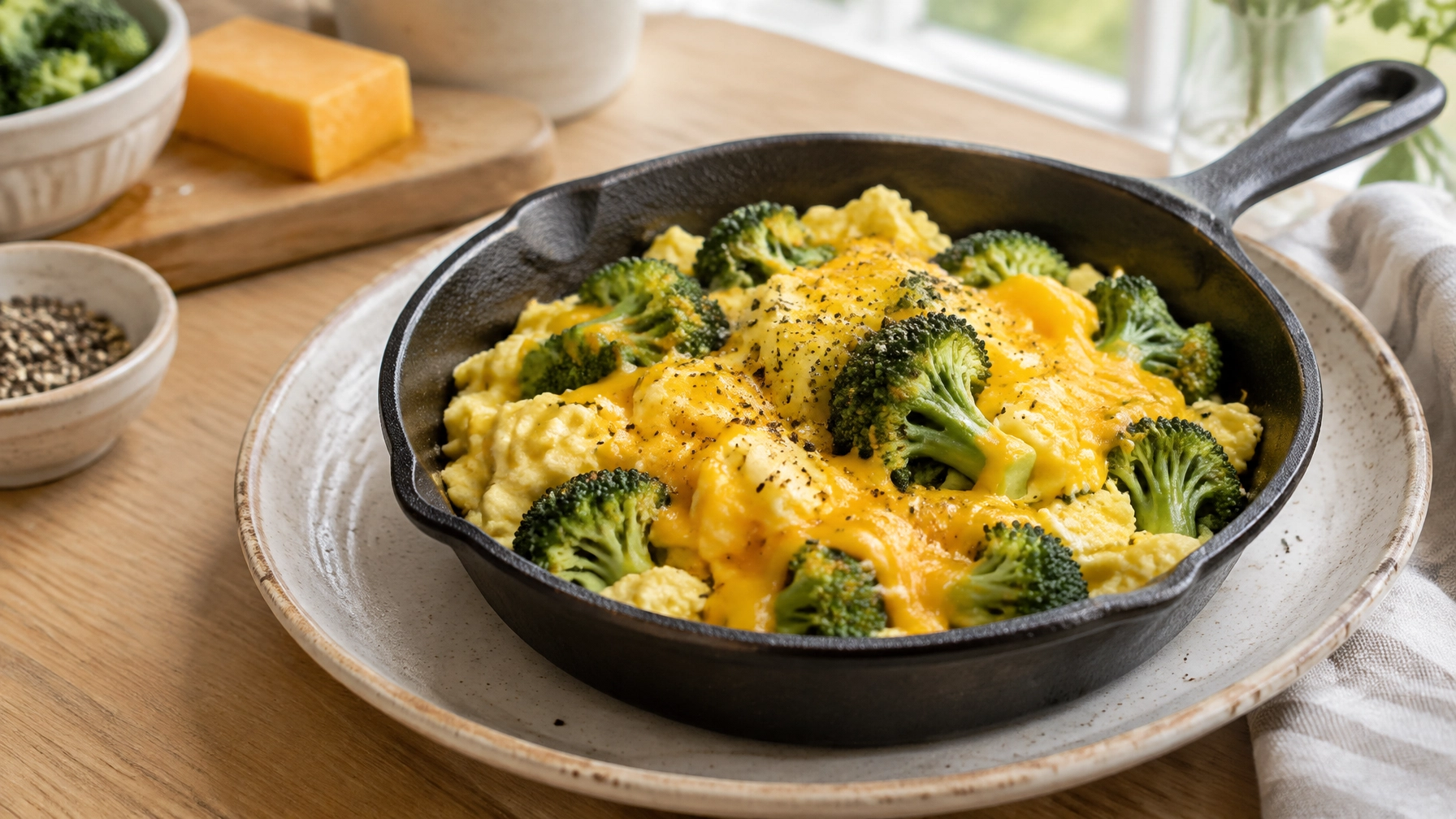 15-Minute Keto Broccoli and Cheese Scramble
