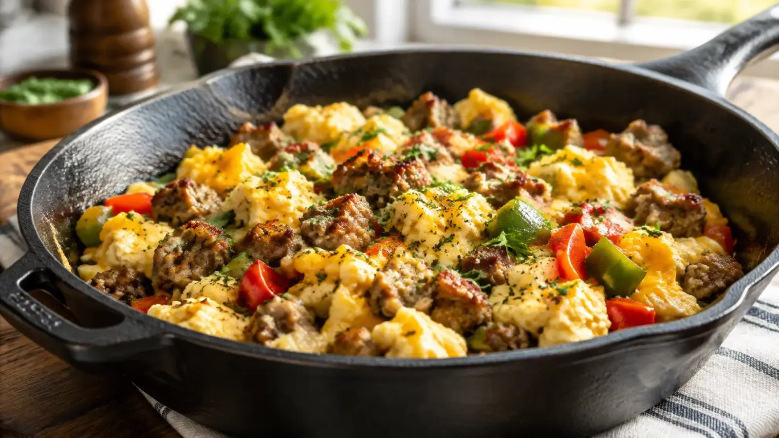 15-Minute Keto Egg and Sausage Breakfast Skillet