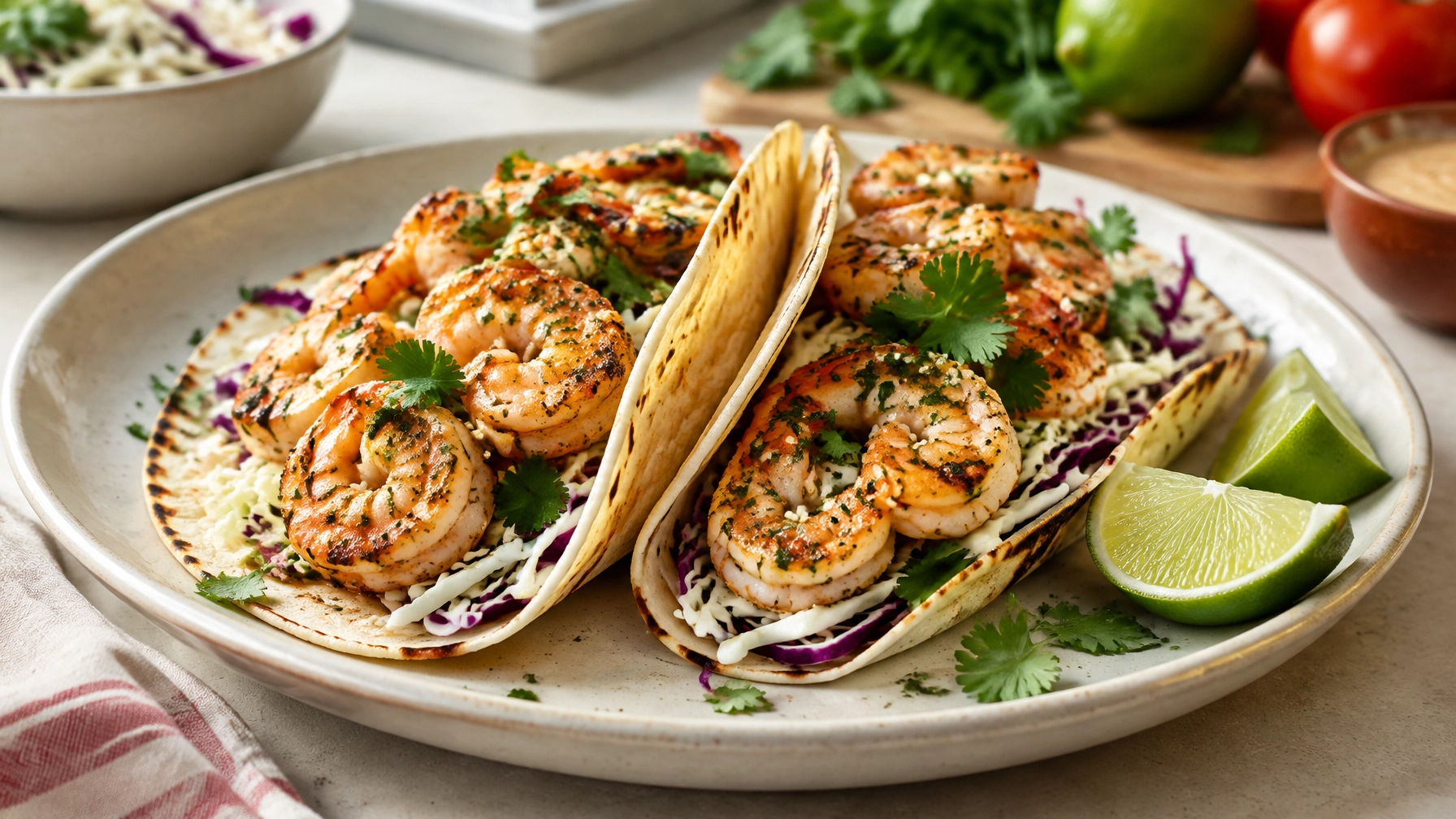 15-Minute Lemon Garlic Butter Shrimp Tacos