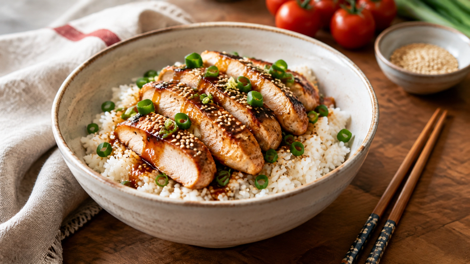 15-Minute Meals: Quick Chicken and Rice Bowl with Soy Sesame Dressing