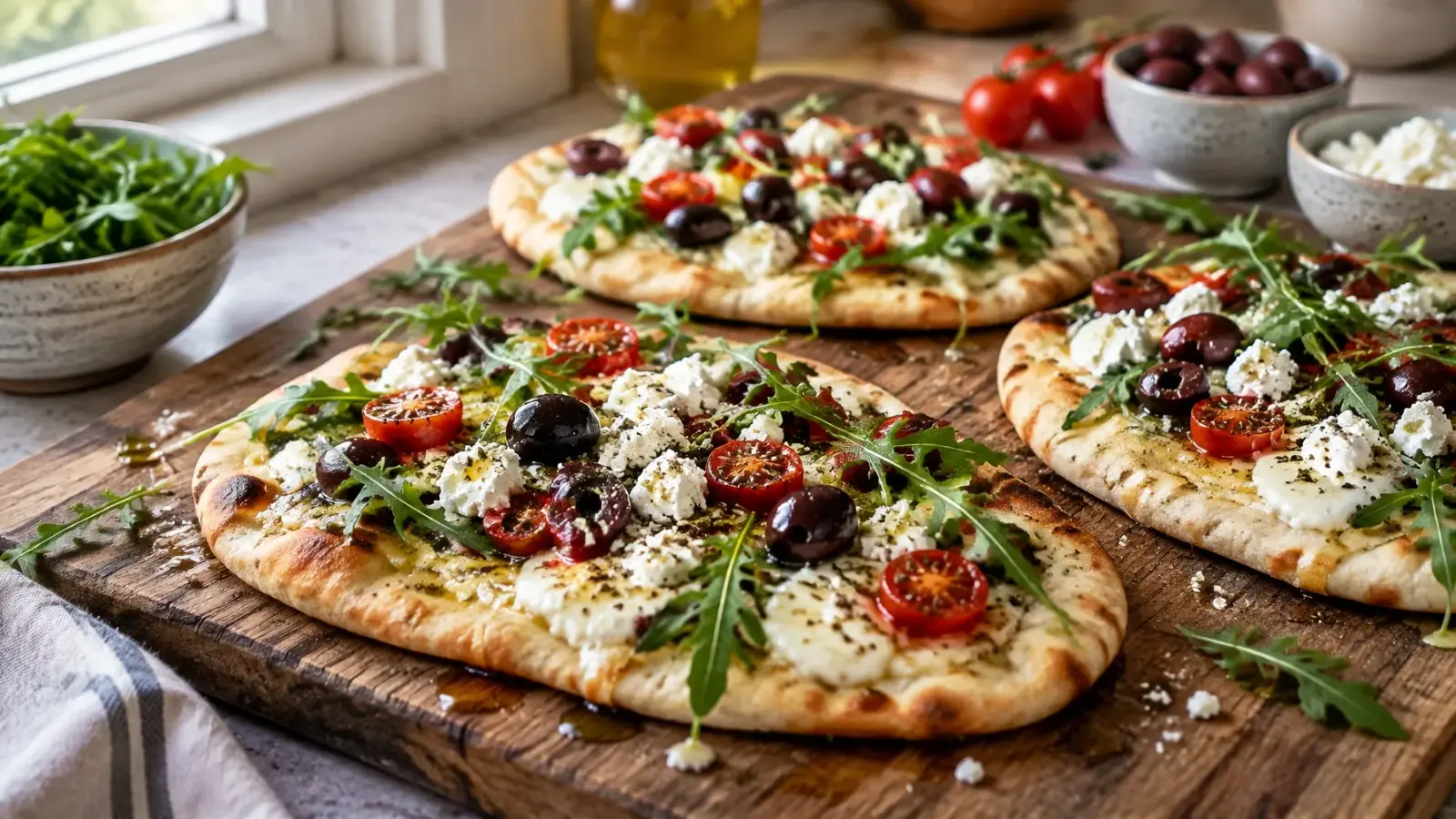 15-Minute Mediterranean Flatbreads