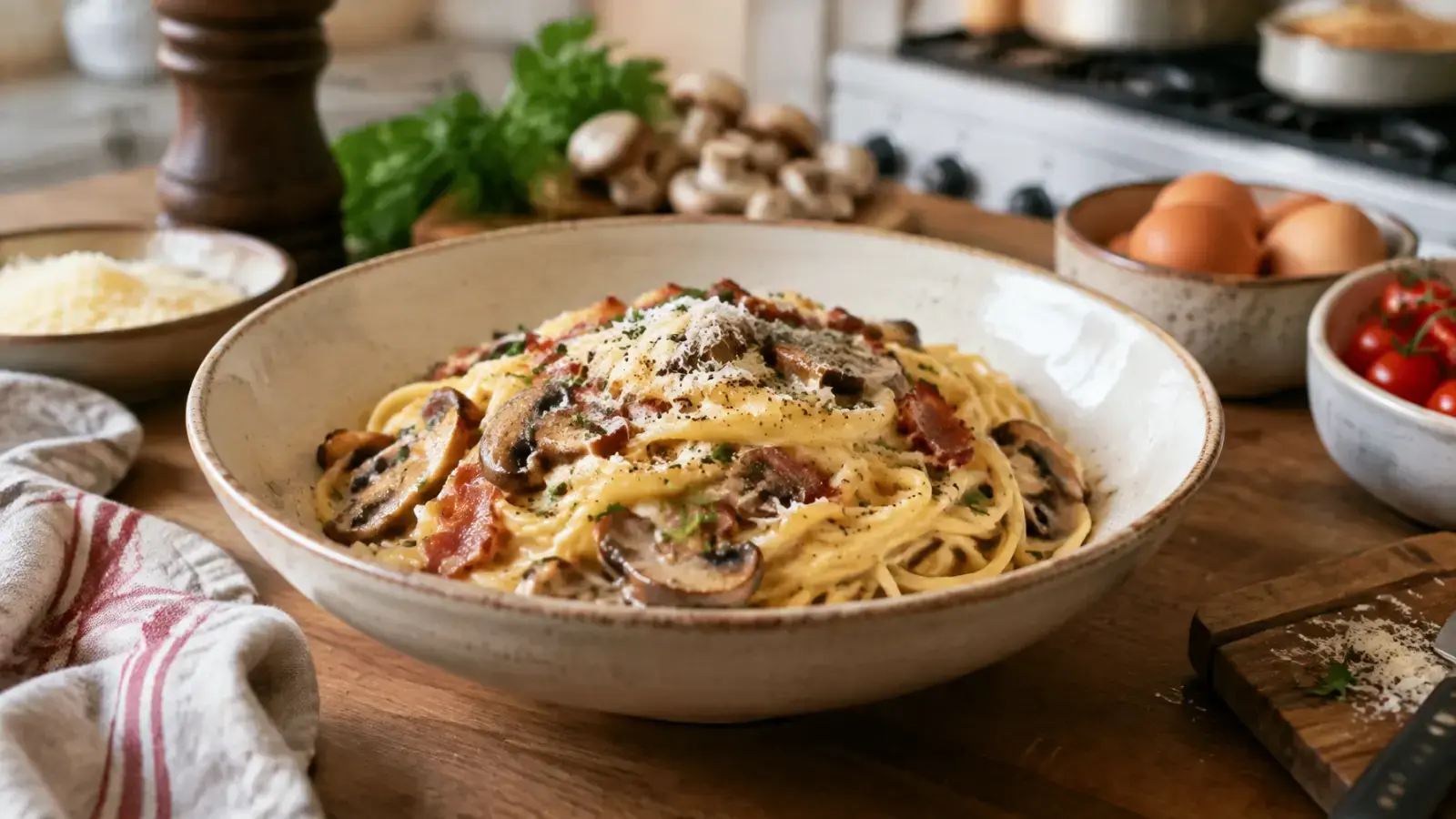 15-Minute Mushroom Carbonara
