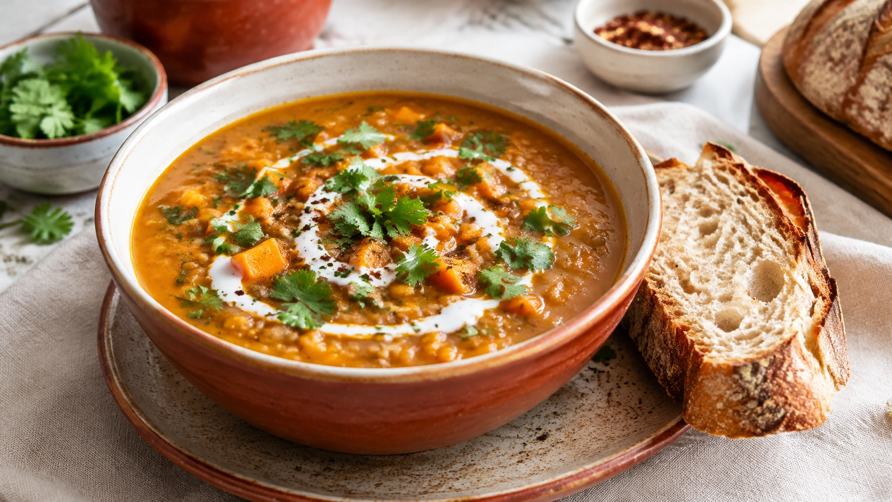 15-Minute Plant-Based Lentil and Sweet Potato Soup