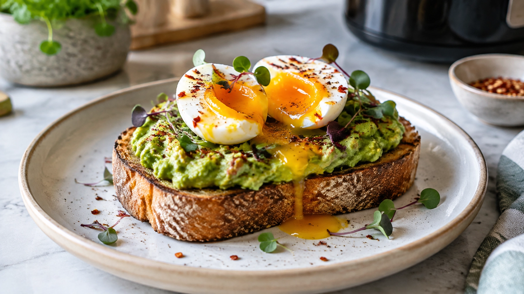 Air Fryer Avocado Toast with a Perfectly Jammy Egg