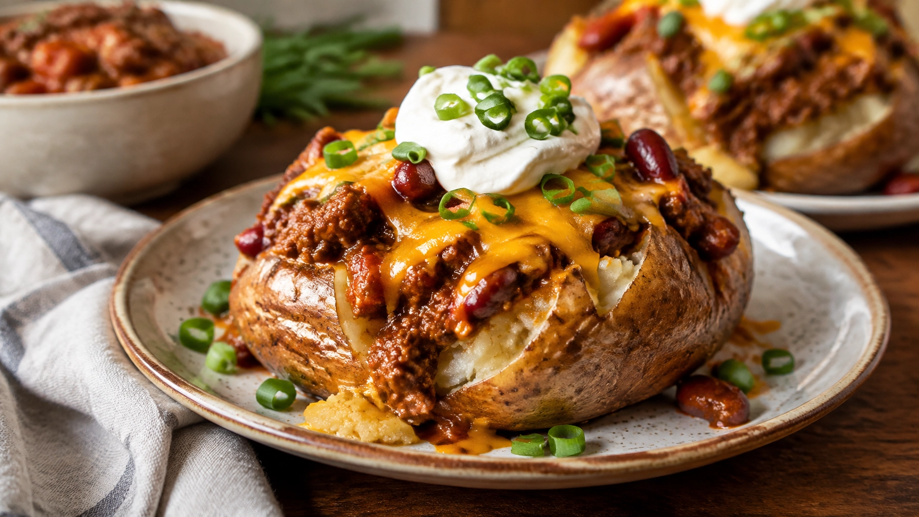 Budget-Friendly Recipes: Loaded Baked Potatoes with Chili and Cheddar