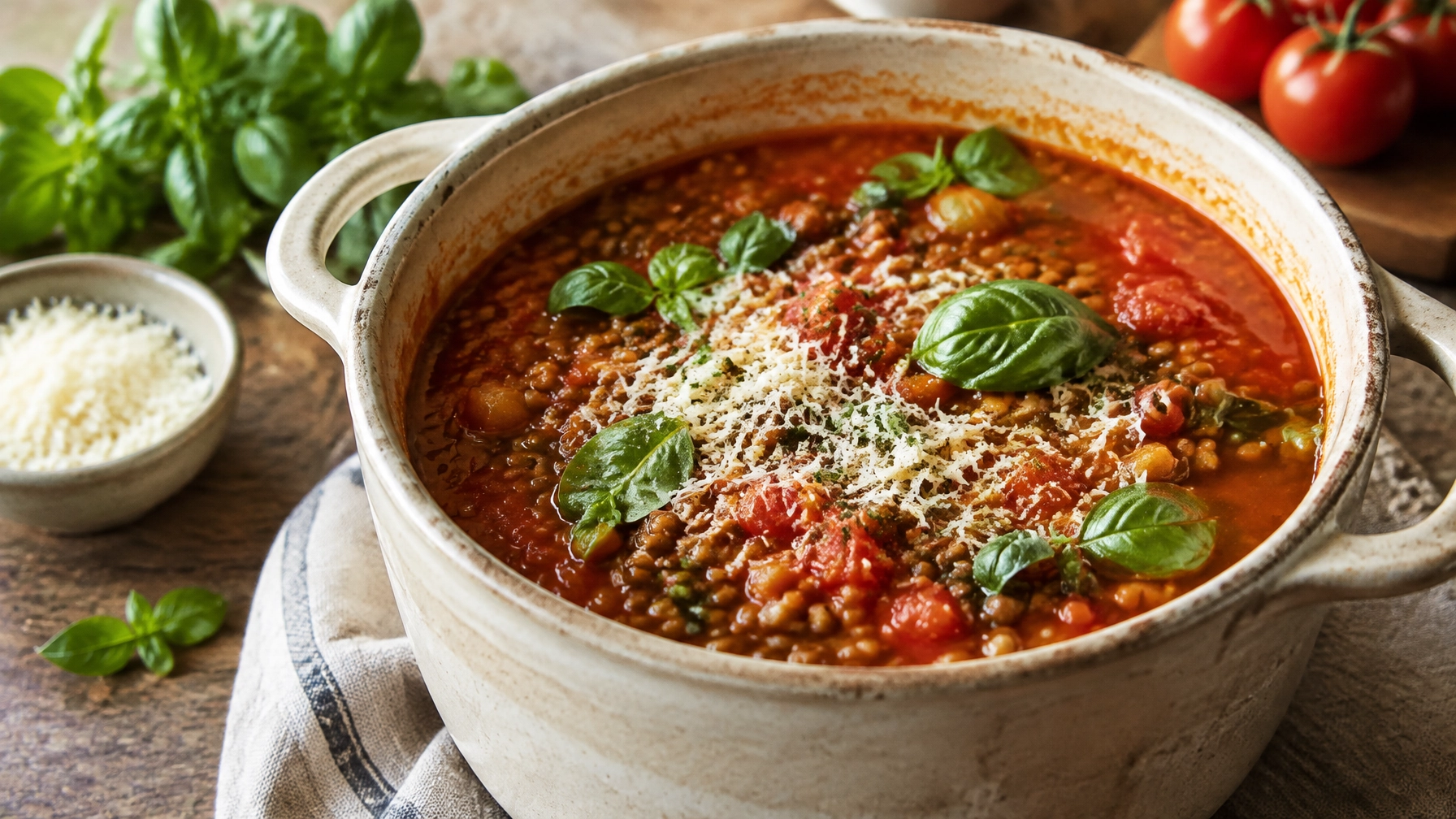 Budget-Friendly Recipes: One-Pot Tomato Basil Lentil Soup with Parmesan
