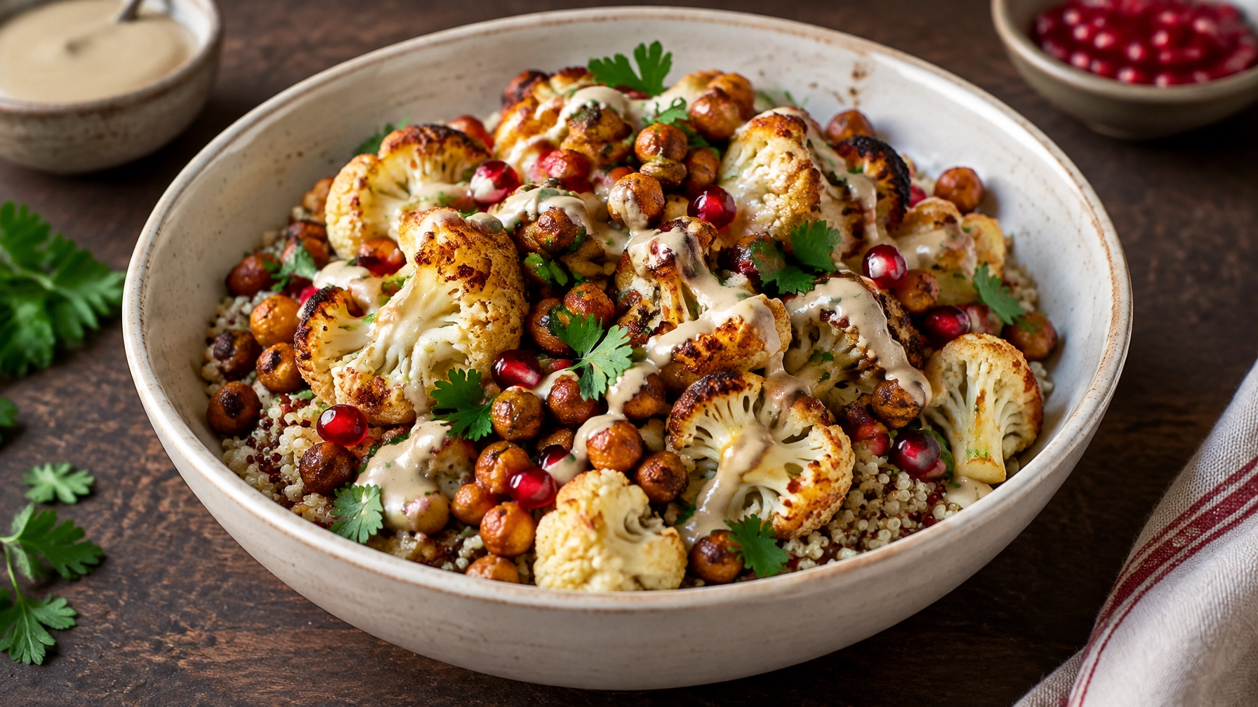 Budget-Friendly Recipes: Roasted Cauliflower and Chickpea Bowl with Tahini