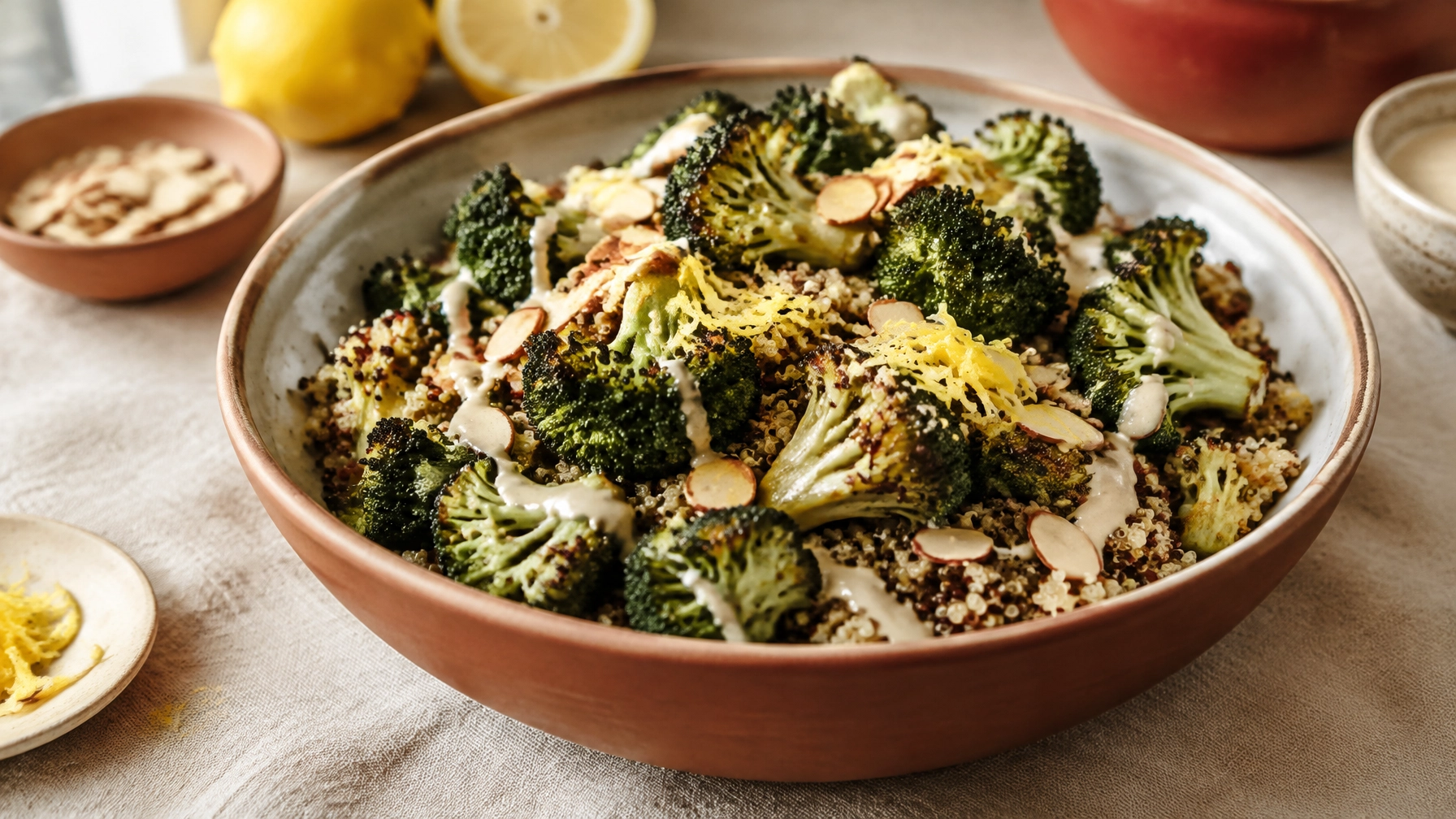 Earthly Bowl: 15-Minute Roasted Broccoli & Quinoa