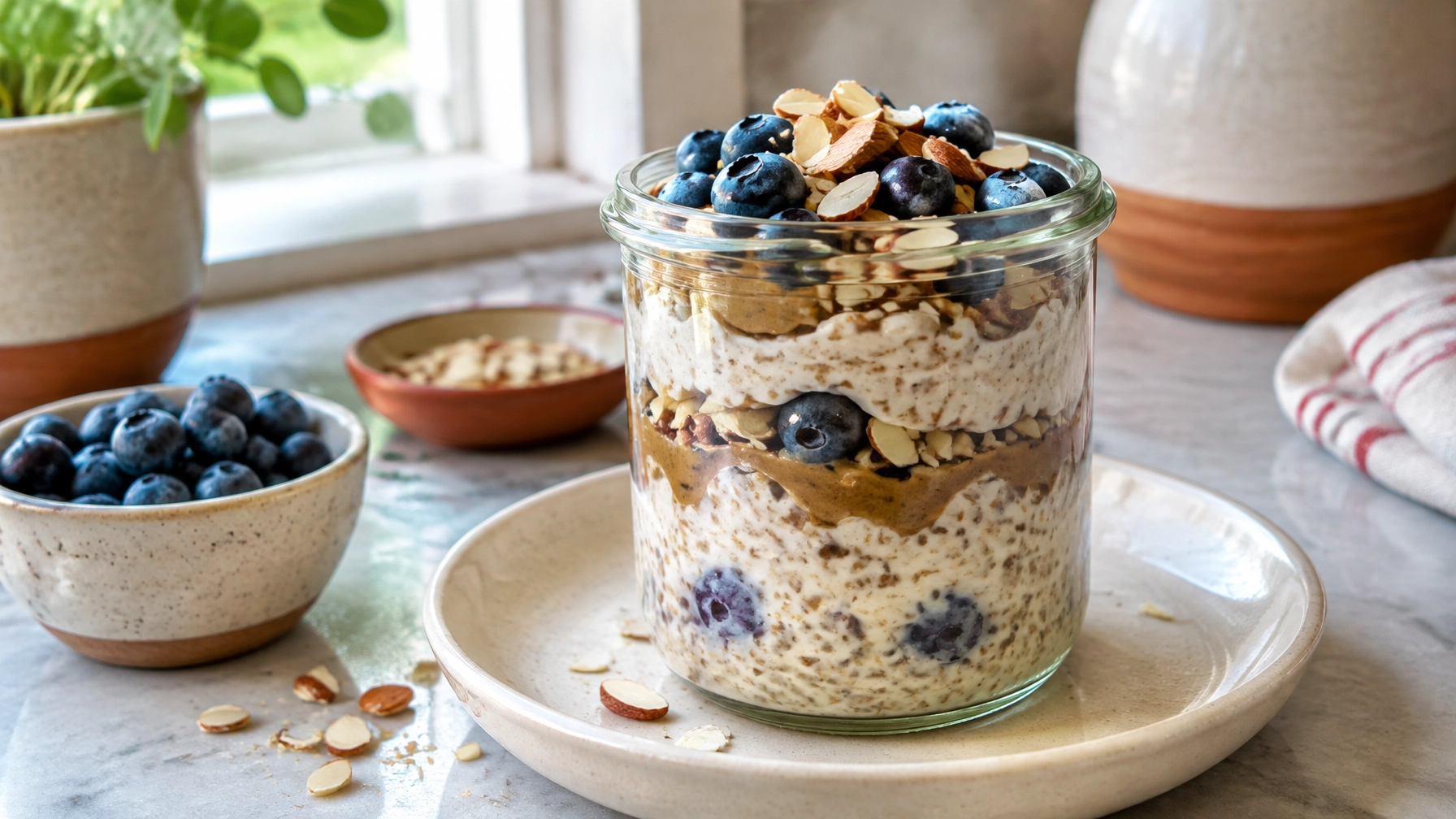 Easy Healthy Blueberry Almond Overnight Oats