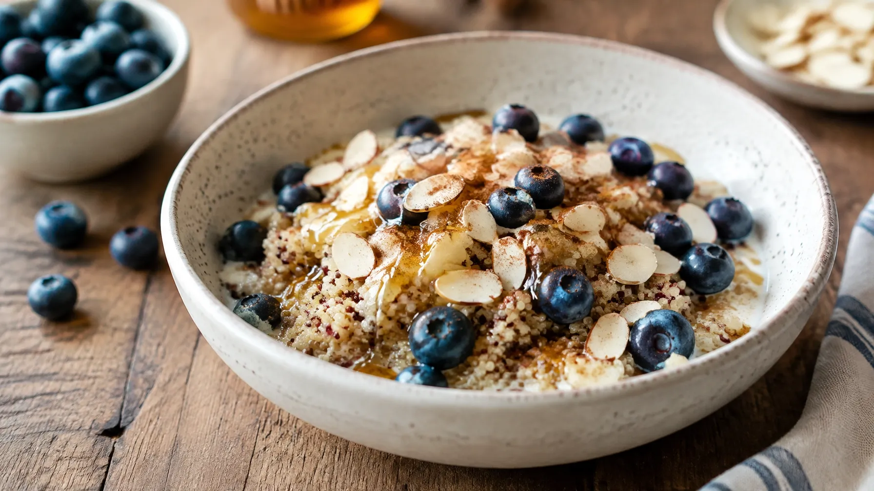 Easy Healthy Blueberry and Almond Breakfast Quinoa