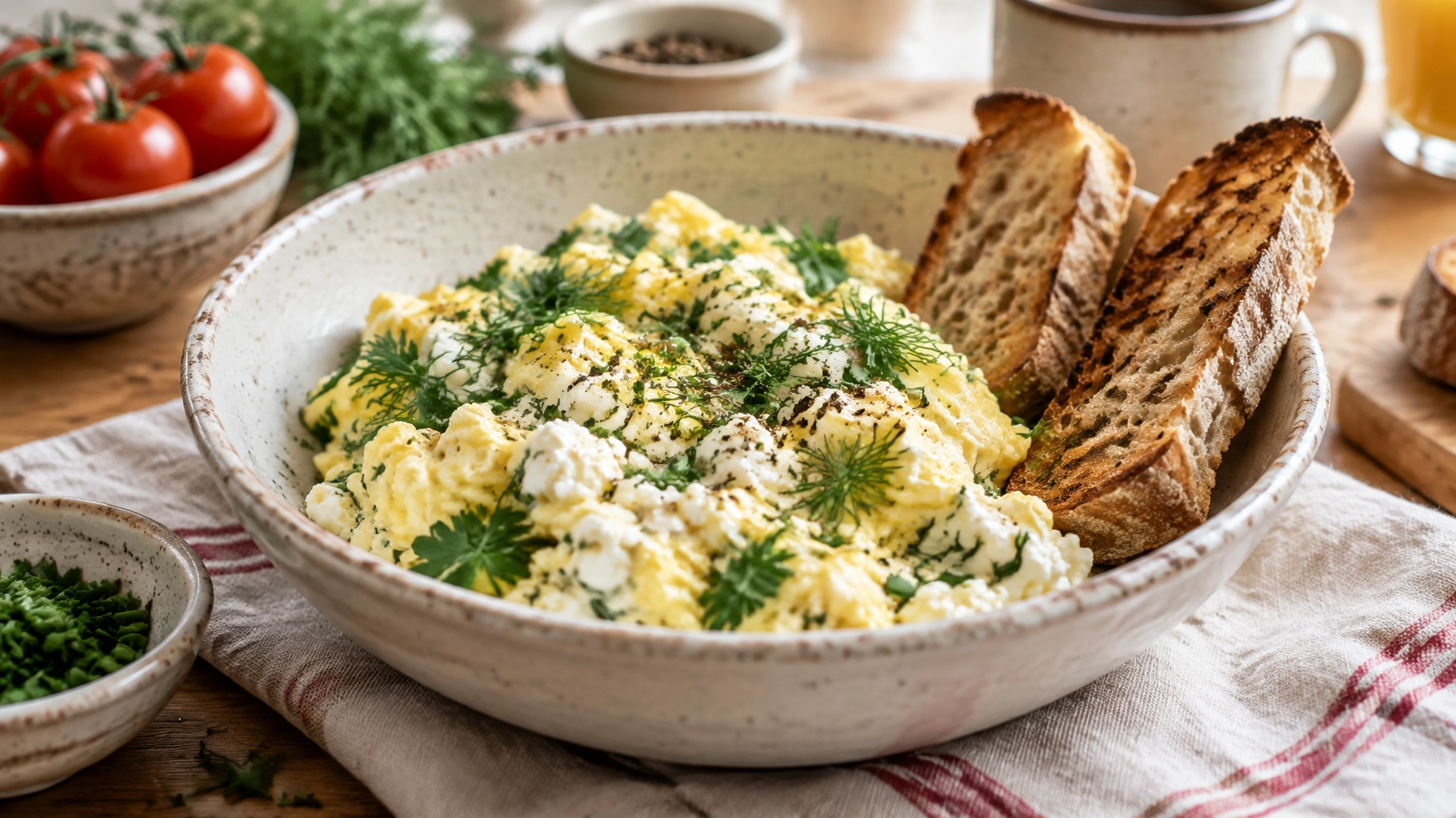 Easy Healthy Breakfasts: Fluffy Cottage Cheese and Herb Scrambled Eggs