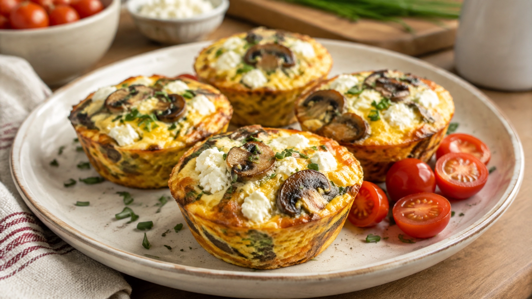 Easy Healthy Breakfasts: Mushroom and Goat Cheese Egg Muffins