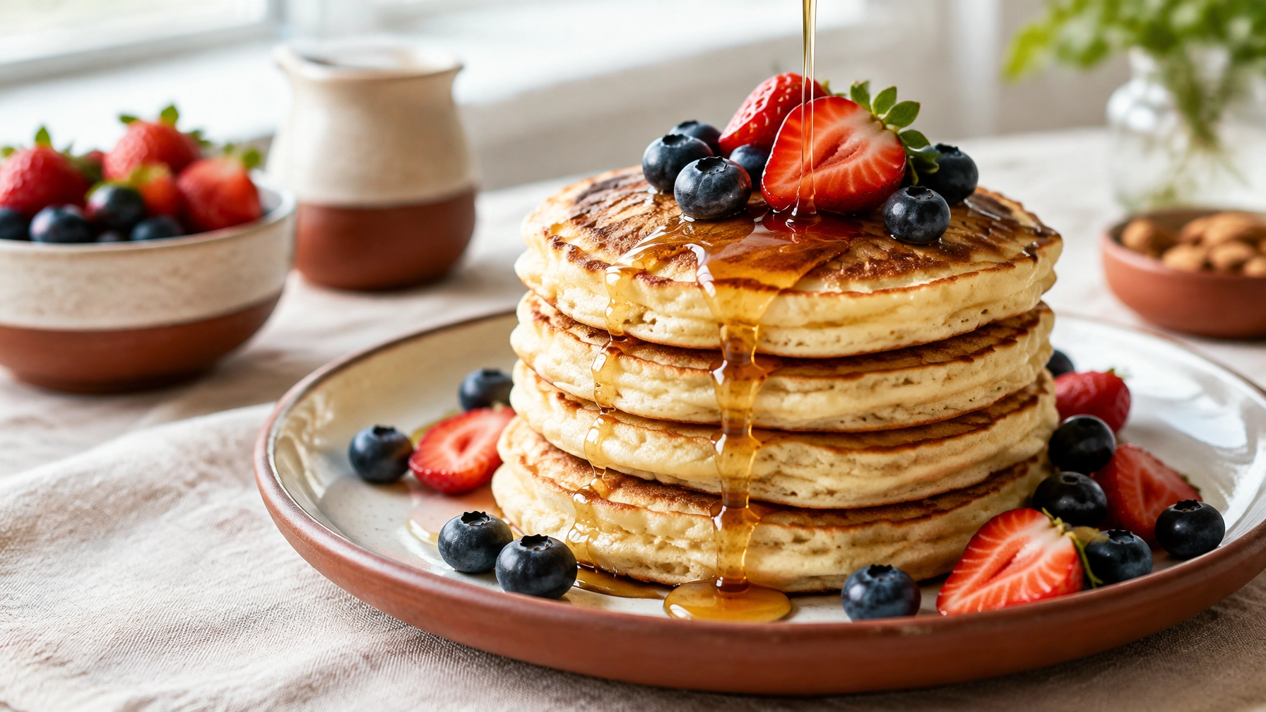 Easy Healthy Fluffy Almond Flour Pancakes