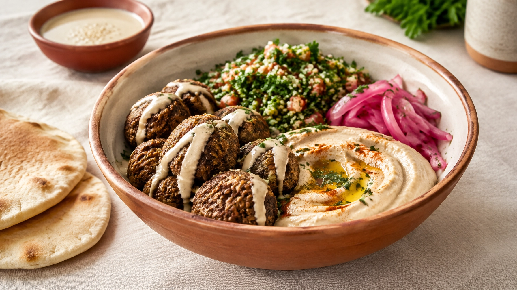 Falafel Bowls with Tahini Dressing