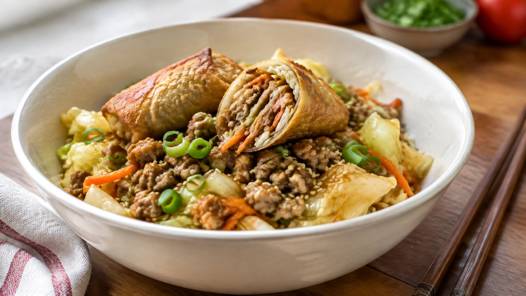 Keto Recipes for Beginners: Egg Roll in a Bowl with Ground Pork