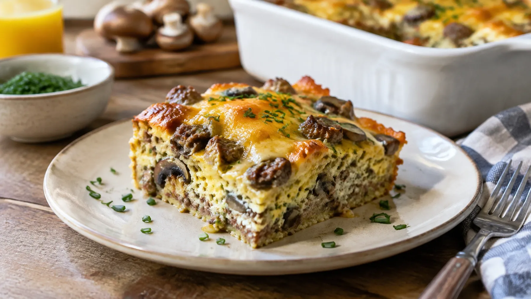 Keto Sausage & Mushroom Breakfast Casserole
