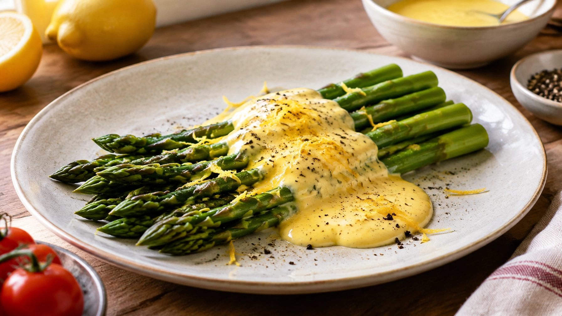 pH and Pigment Retention: Vibrant Blanched Asparagus with Hollandaise