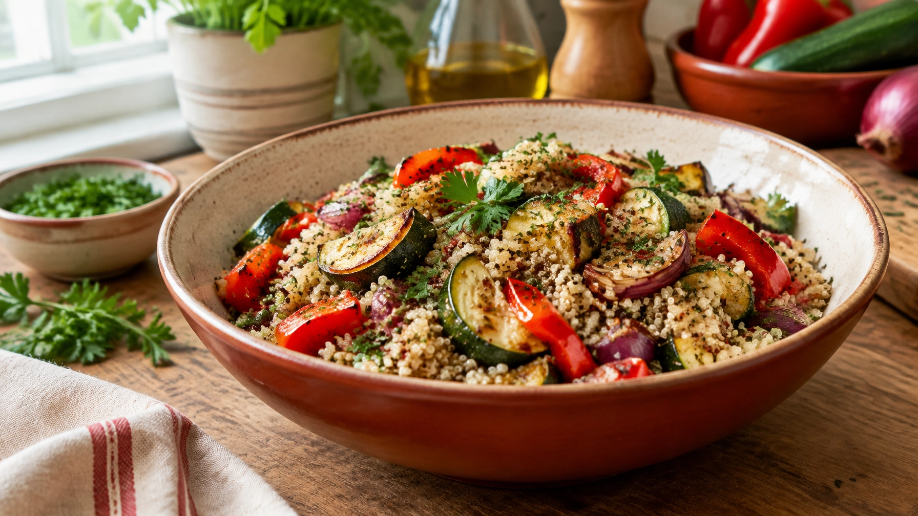 Quick Healthy 15-Minute Quinoa with Roasted Veggies