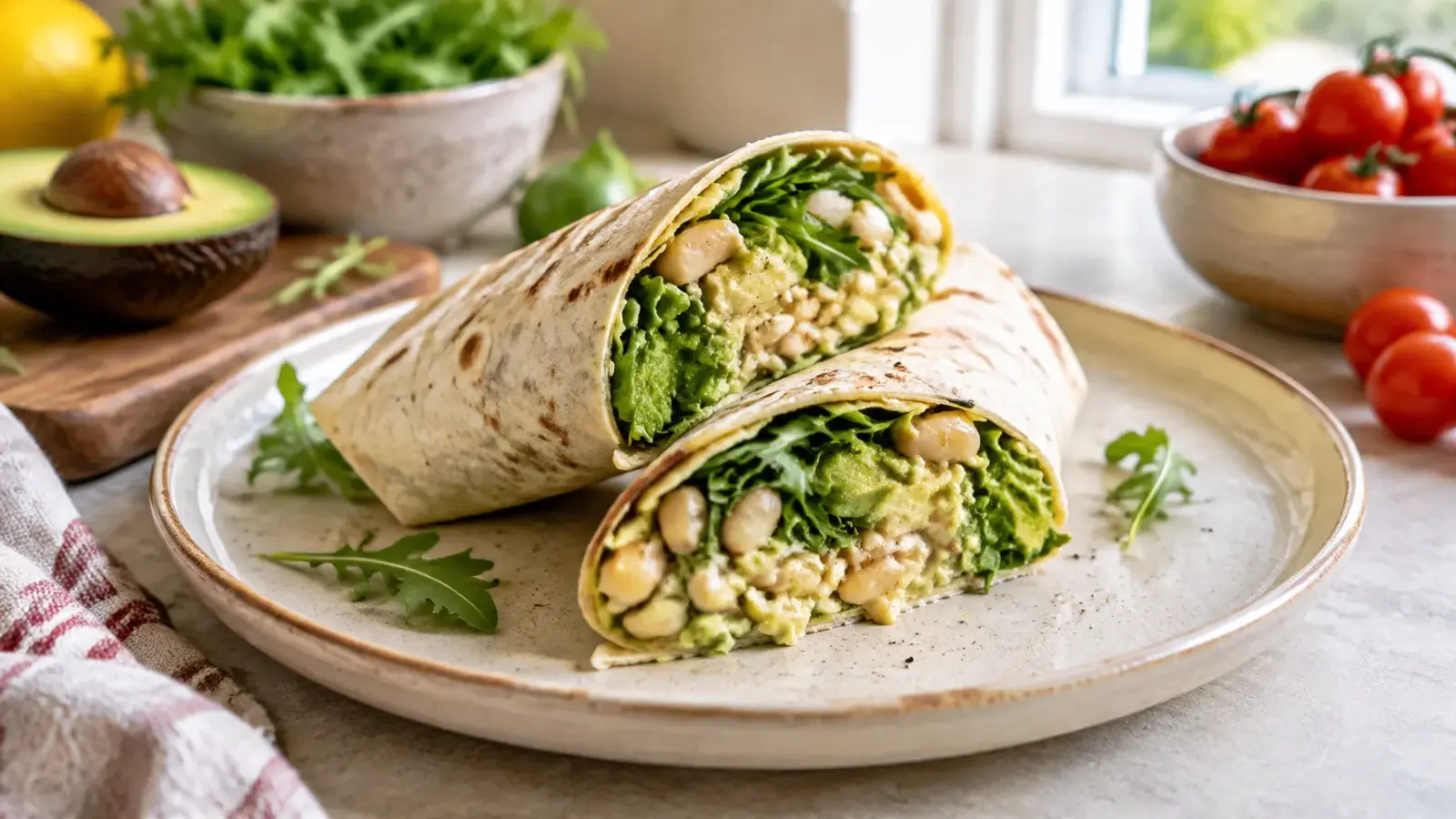 Quick Healthy Avocado and White Bean Wraps