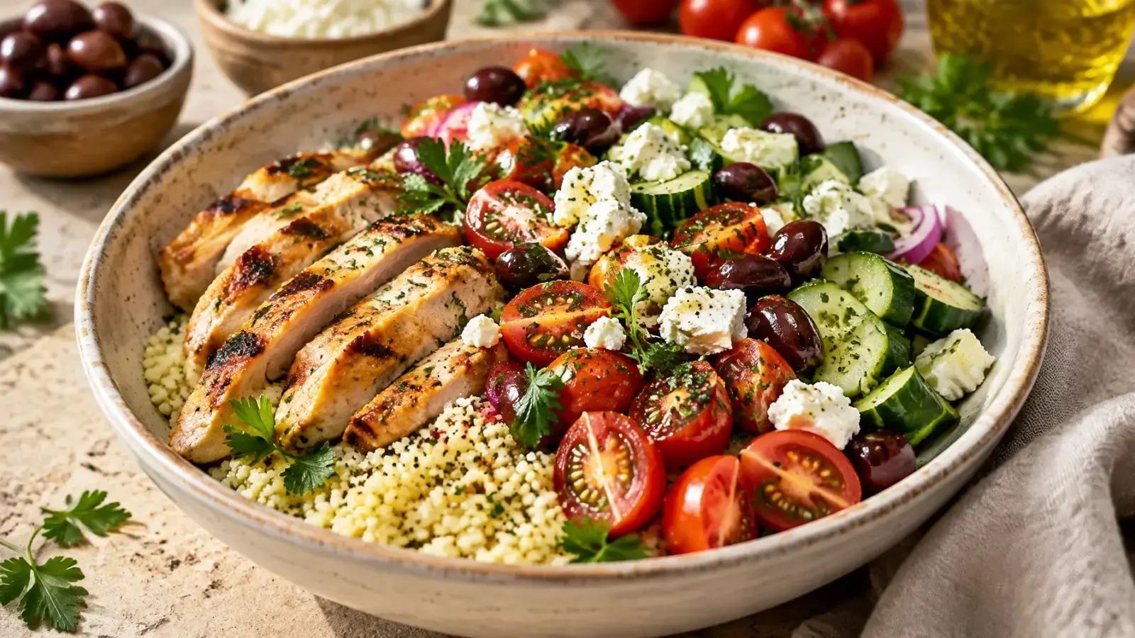 Quick Healthy Meals: 15-Minute Mediterranean Chicken Couscous Bowls
