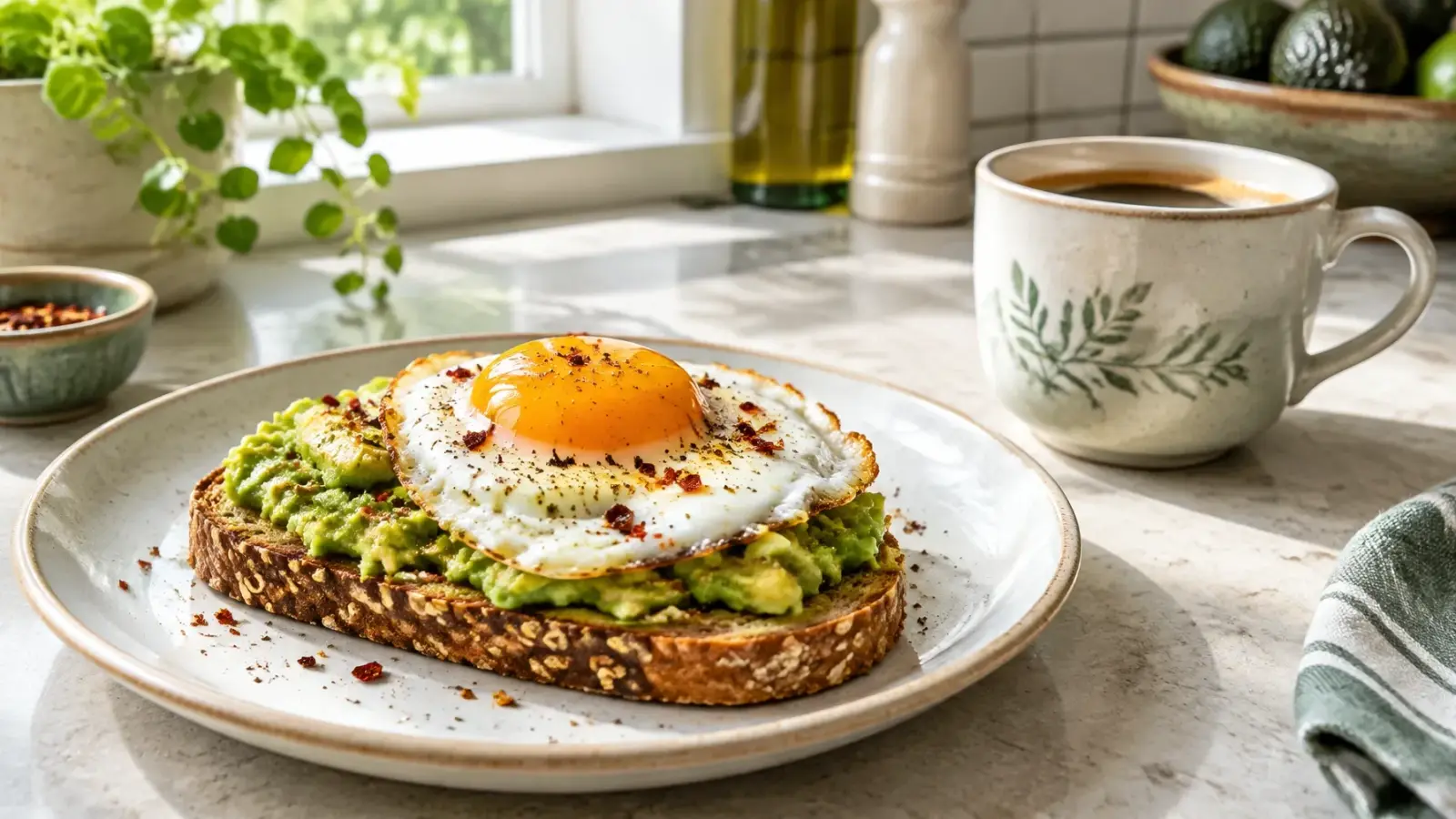 Simple Egg and Toast with Avocado