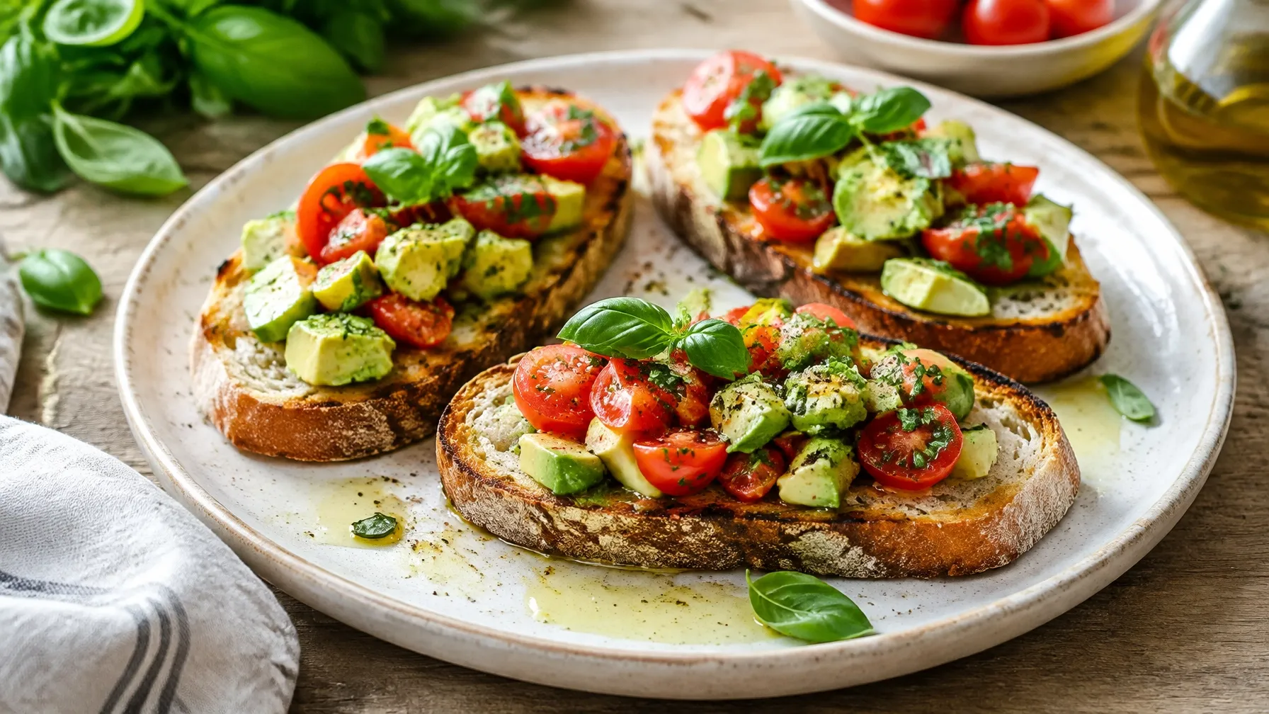 Simply Fresh: 15-Minute Avocado & Tomato Bruschetta