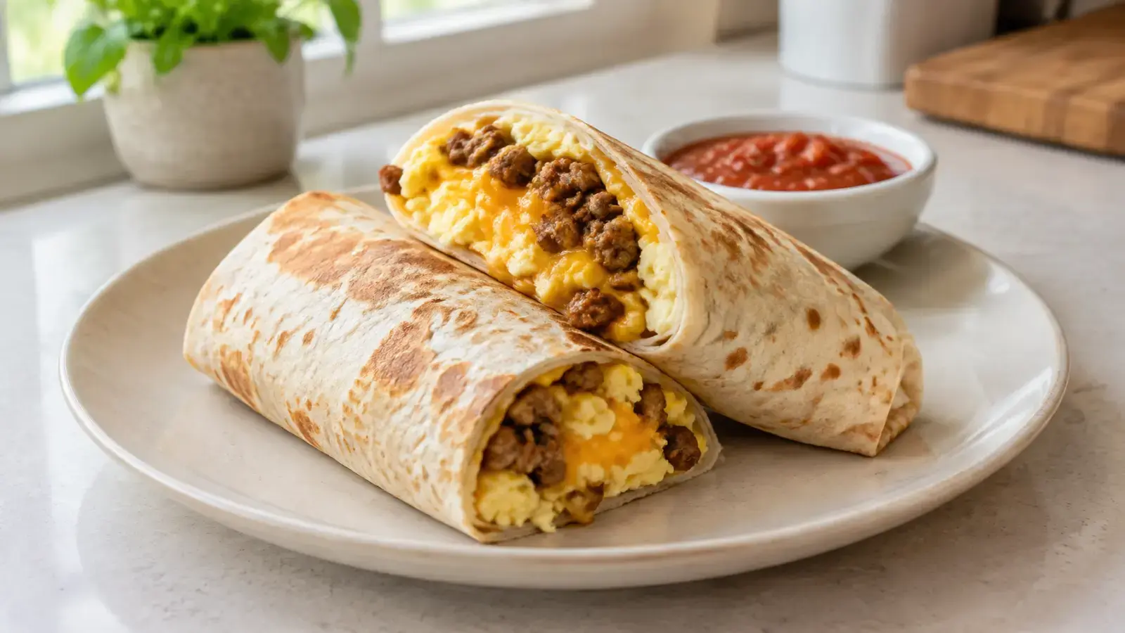 Sausage Egg & Cheese Breakfast Burritos