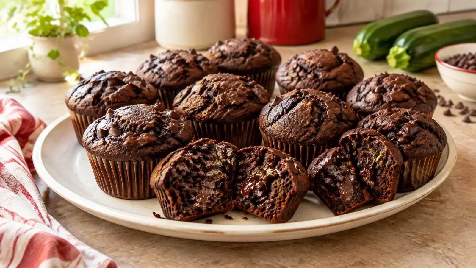 Chocolate Zucchini Muffins (Moist & Fudgy)