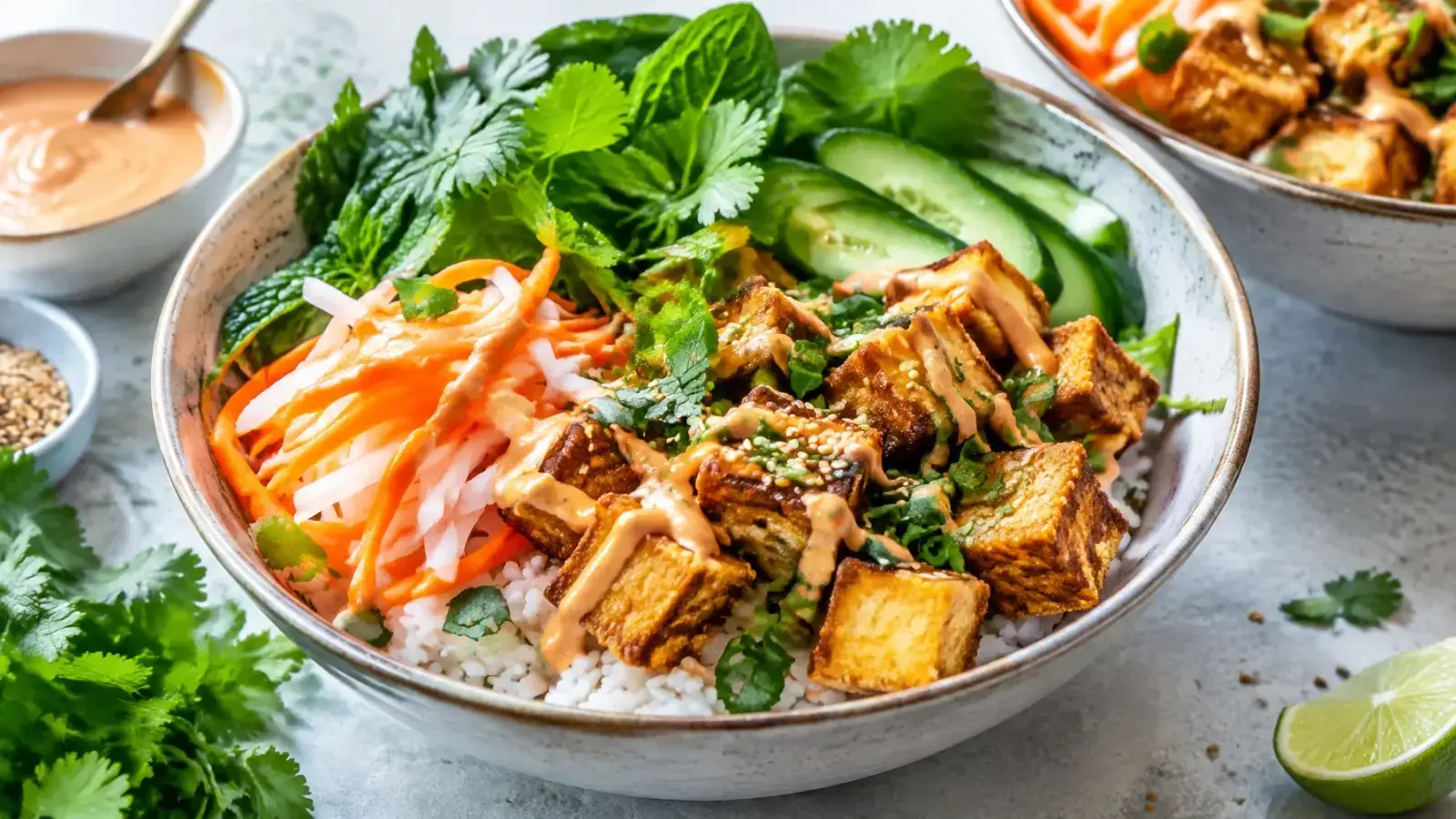 Crispy Tofu Banh Mi Bowls
