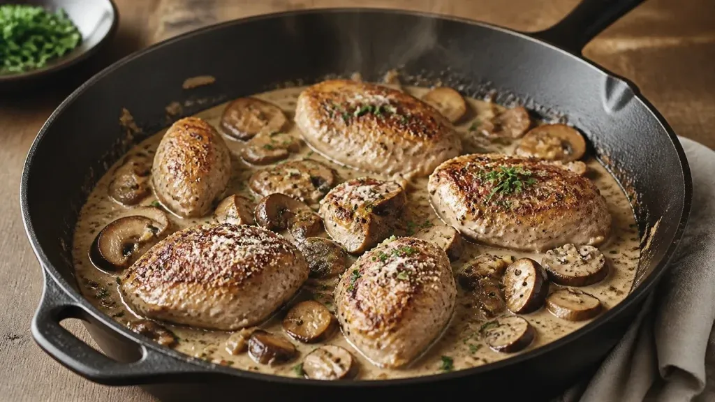 One-Pot Meals: Creamy Garlic Parmesan Chicken and Mushroom Skillet