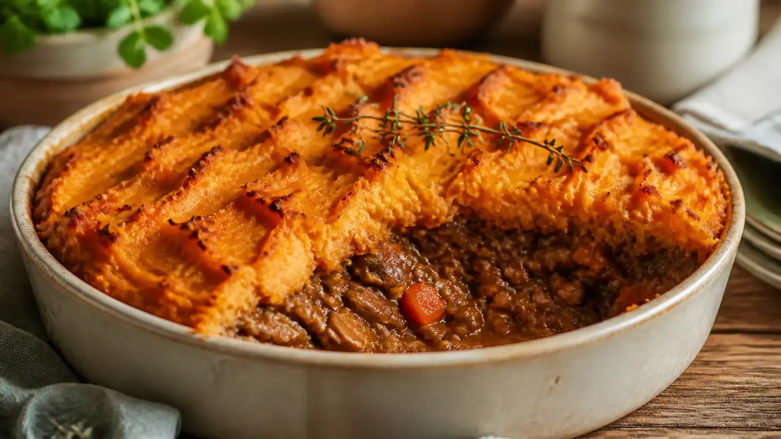 Vegan Lentil Shepherd’s Pie with Mashed Sweet Potato