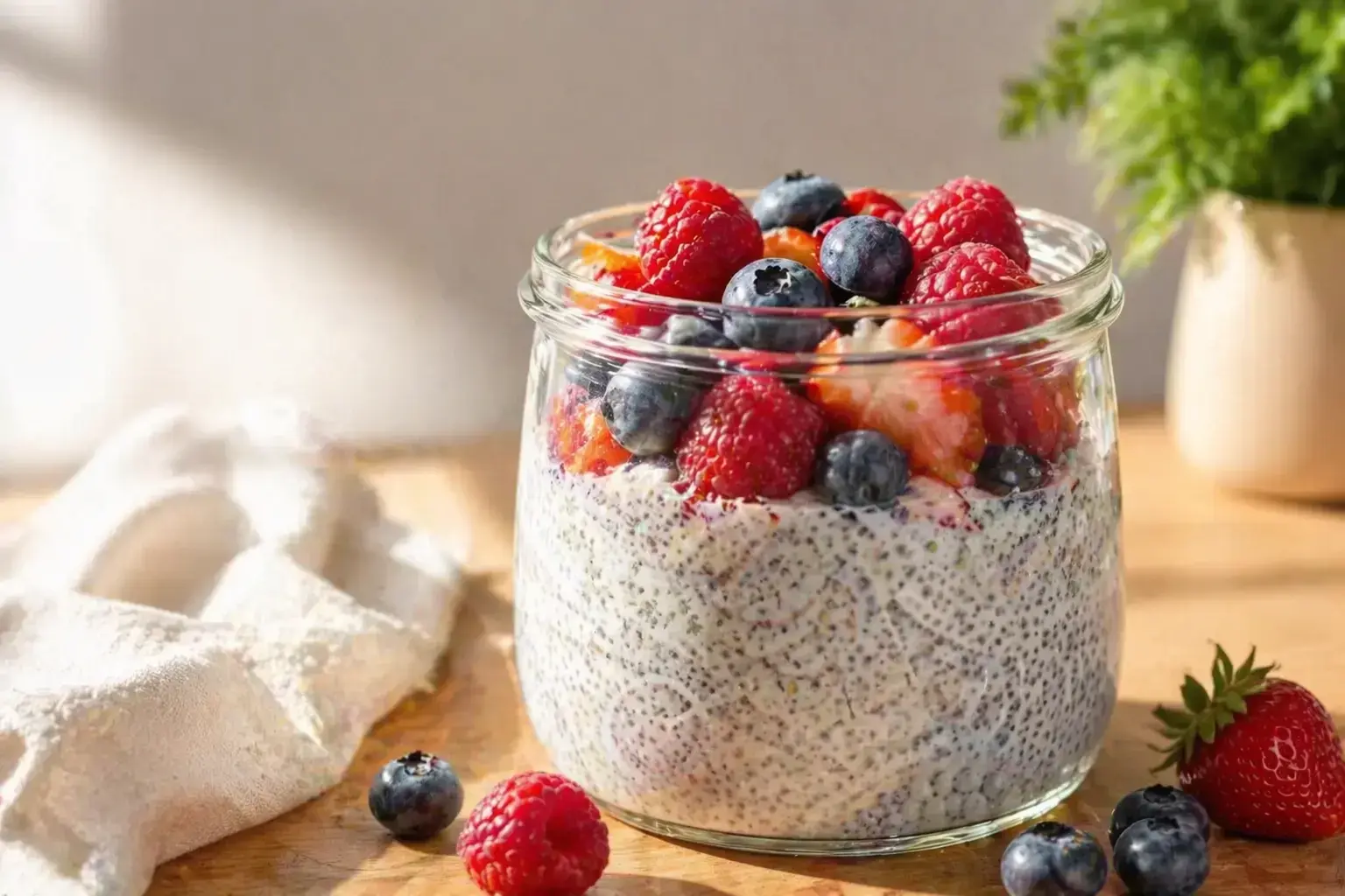 Overnight Chia Pudding with Mixed Berries