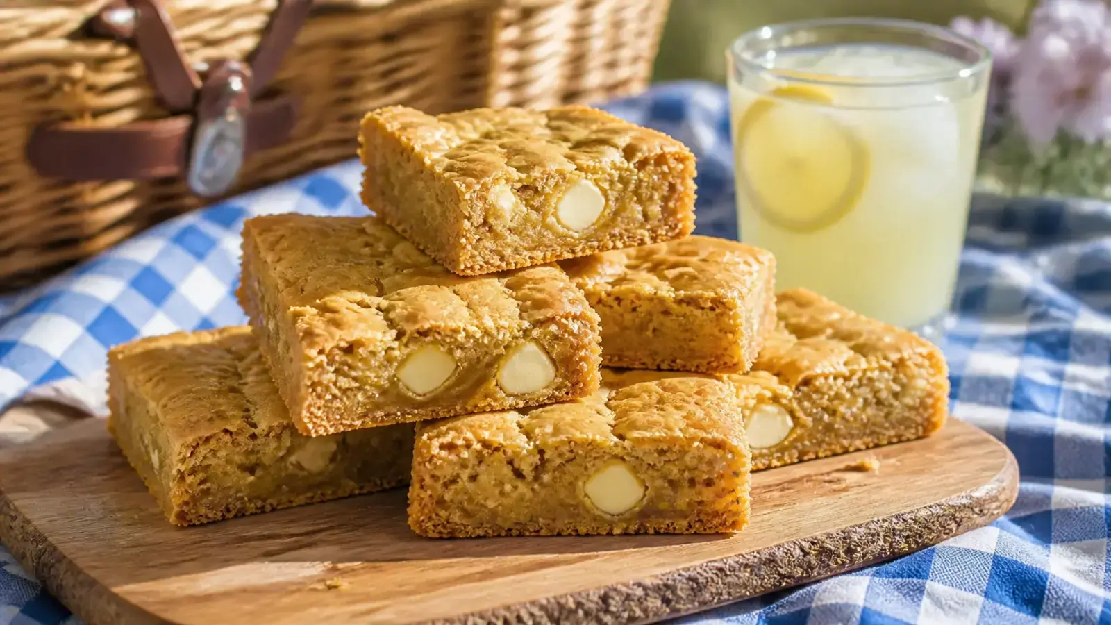 Chewy Blondies with White Chocolate: A Picnic Treat