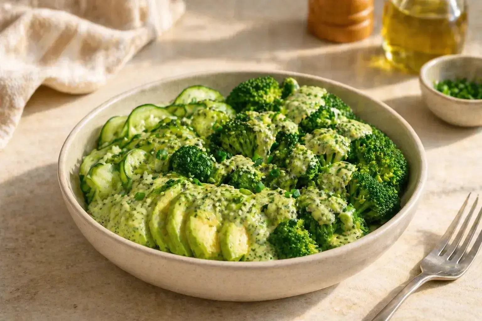 Vibrant Green Goddess Bowl with Steamed Broccoli