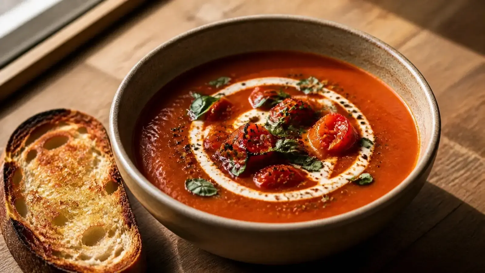 Budget-Friendly Roasted Tomato & Basil Soup