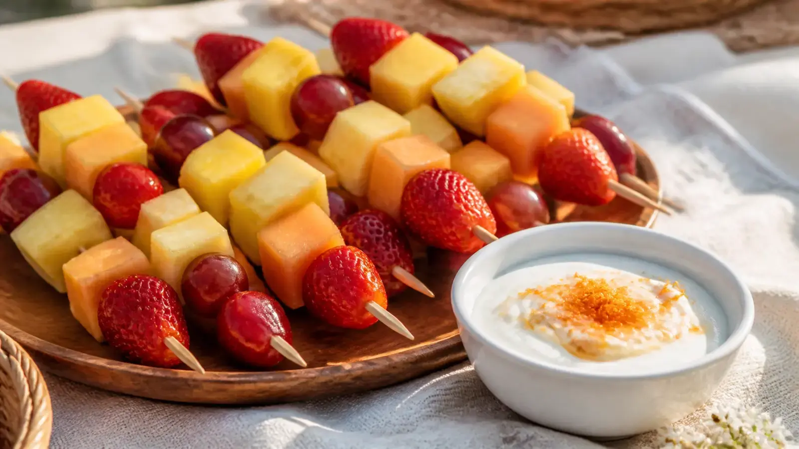 Fruit Kabobs with a Sweet Yogurt Dip