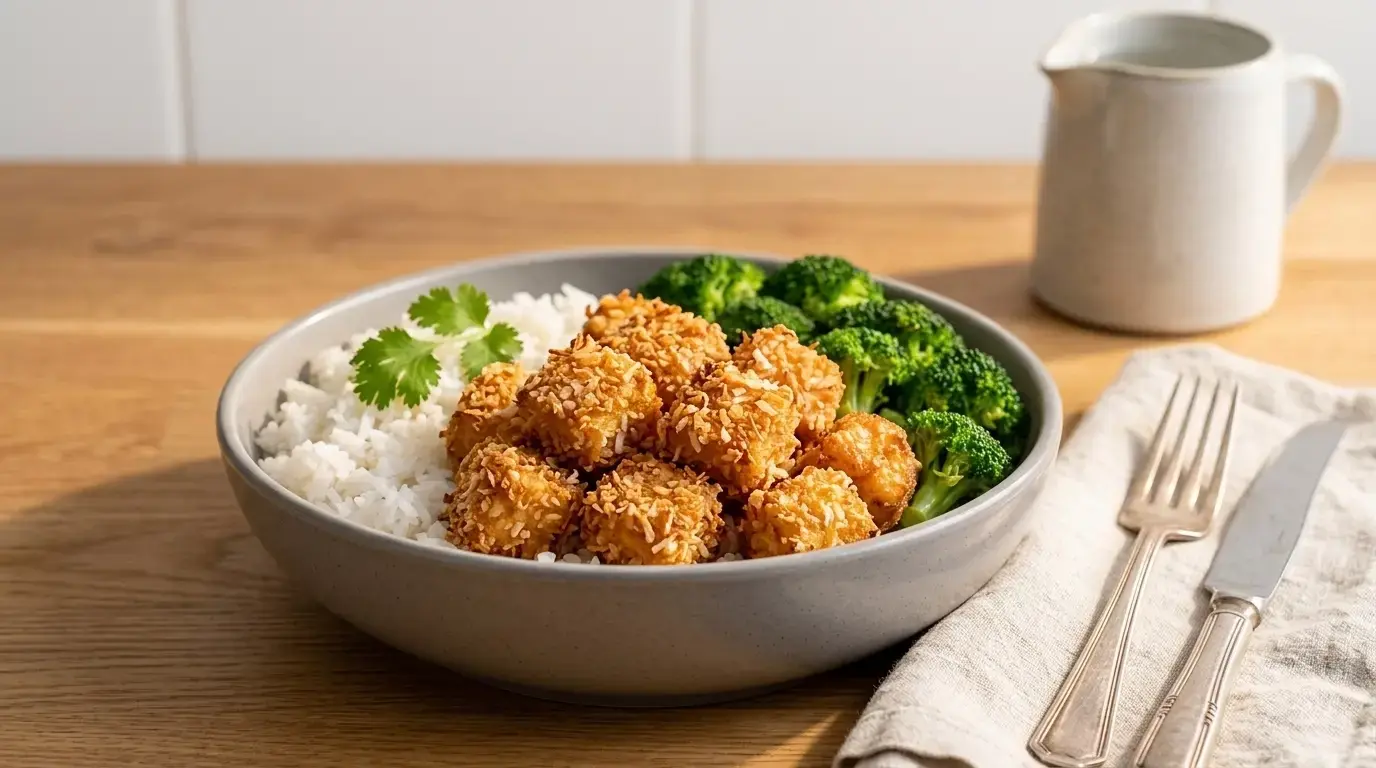 Air Fryer Coconut Tofu: Moisture Migration and the Mechanics of a Tropical Crust