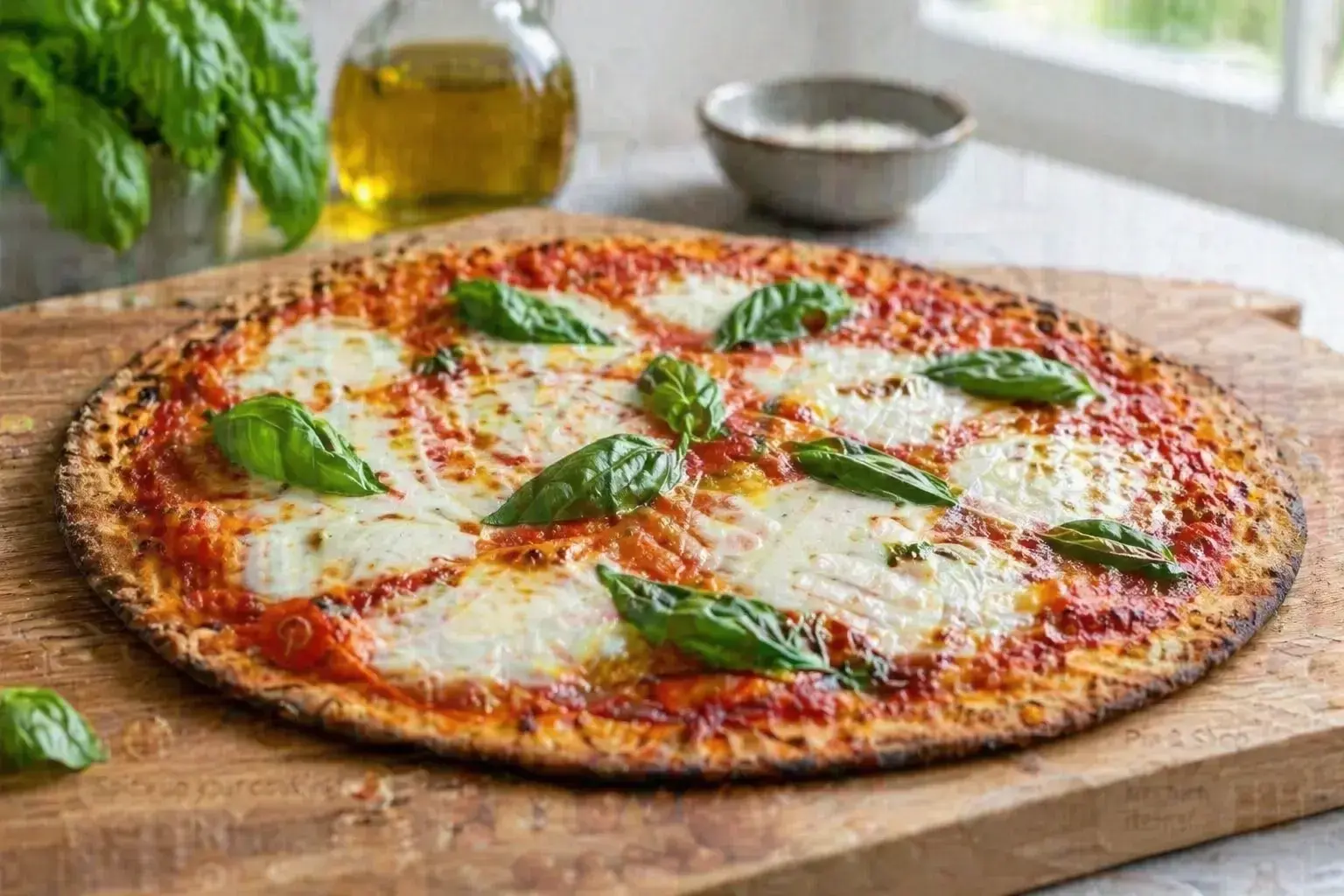Keto Cauliflower Crust Margherita Pizza