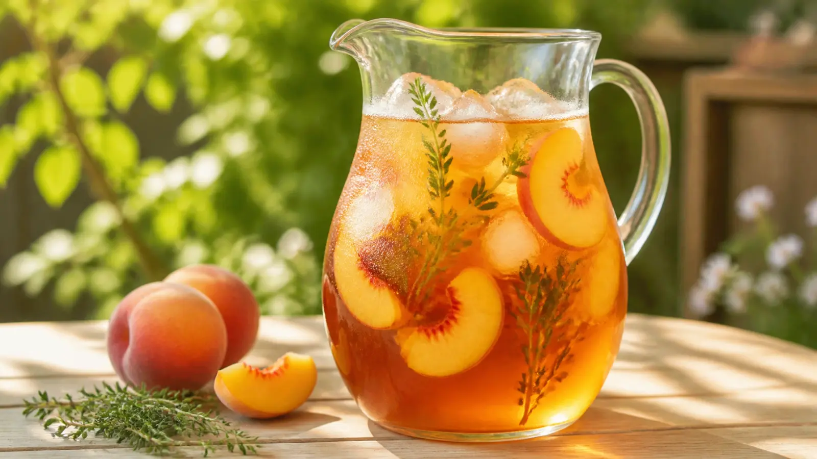 Peach and Thyme Infused Iced Tea