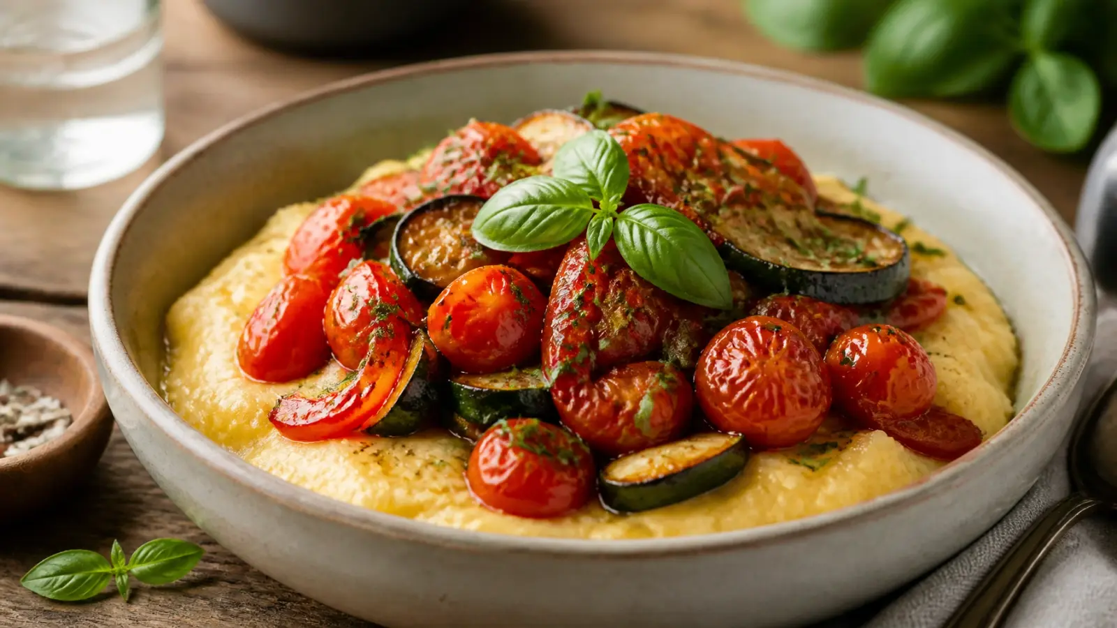Starch Gelatinization: Creamy Corn Polenta with Roasted Veggies